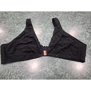 Savage X Fenty X Size 2X Front Closure Lace Black Sparkle Logo Bralette No Wire